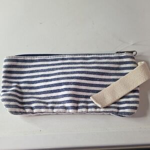 SBS Striped Denim Blue and White Wristlet NWOT